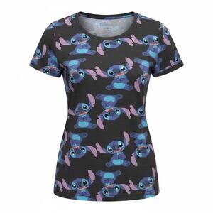 Hot Topic Disney Lilo & Stitch Grey AOP Top sz L